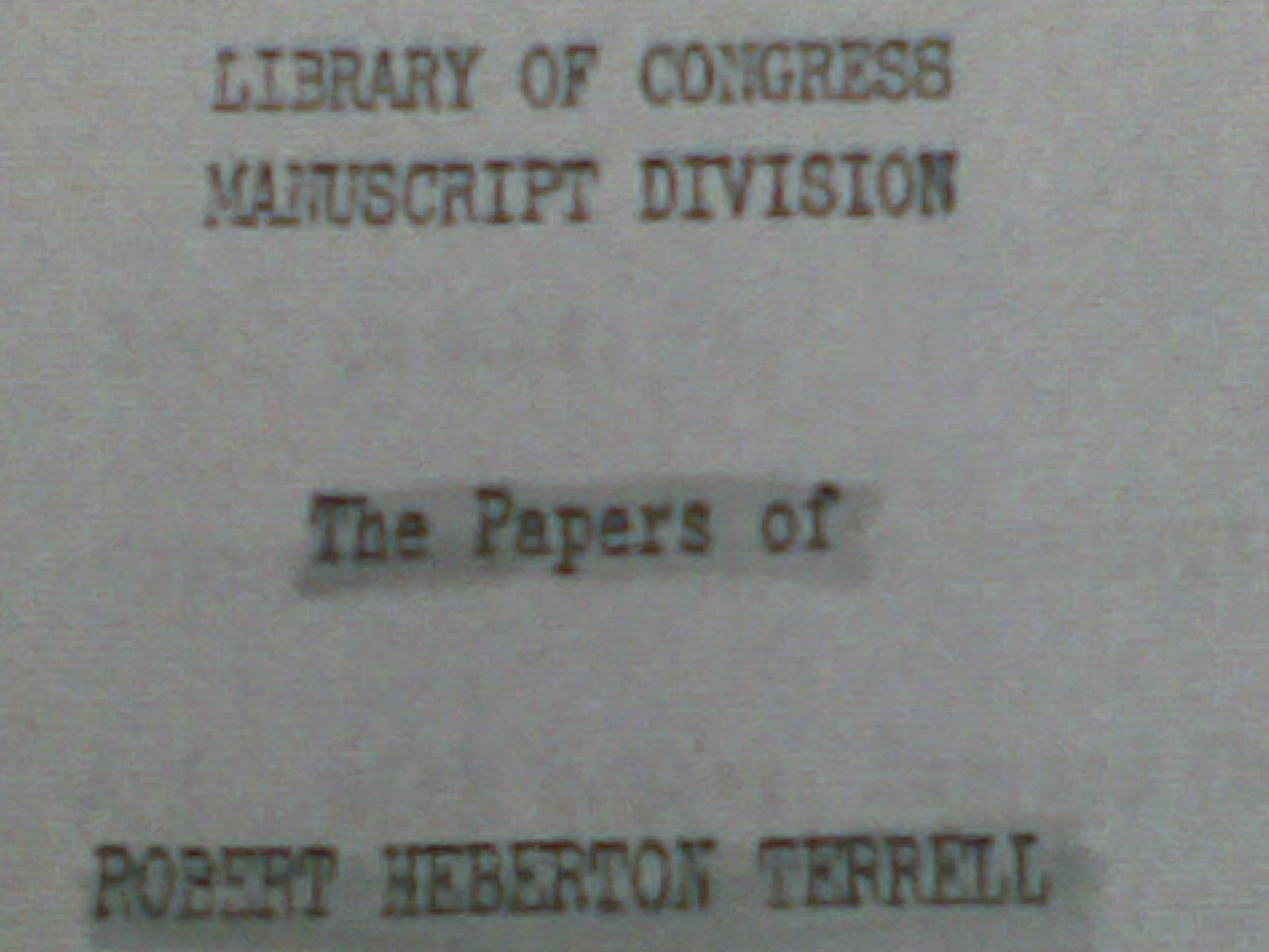 美國婦女史微縮資料簡介（15）
The Papers of Robert H. Terrell / Library of Congress Manuscript Division